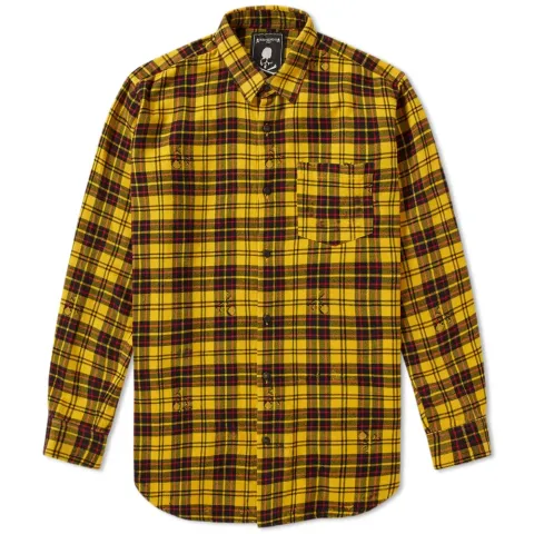 Damaged Skull Check Flannel Shirt