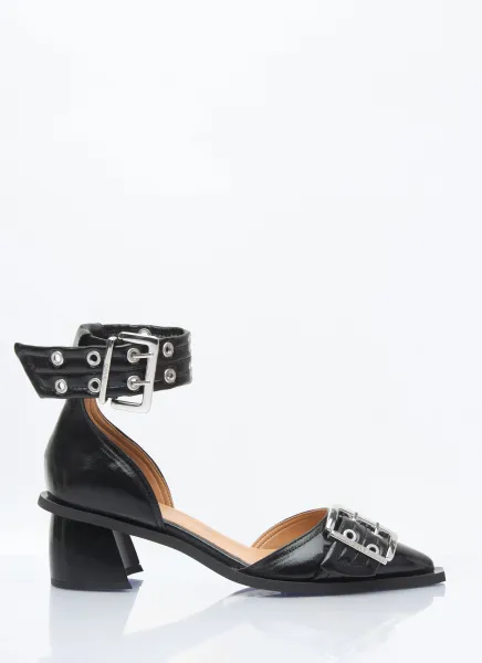 Feminine Buckle Open Cut Pumps