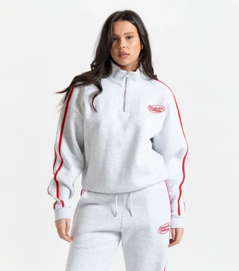 Peach Fit Women's Peach:Fit Grey Marl Laelia Quarter Zip Sweatshirt