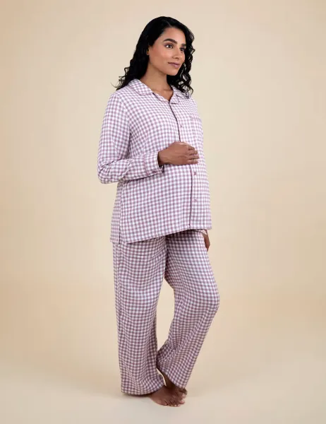 JoJo Maman Bébé Maternity Pure Cotton Gingham Pyjama Set