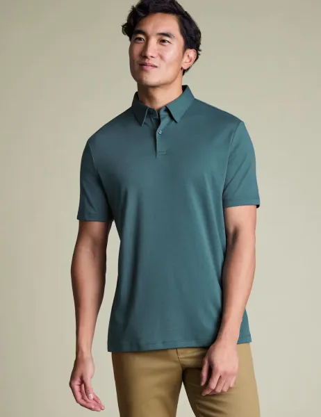 Charles Tyrwhitt Pure Cotton Polo Shirt Teal Green