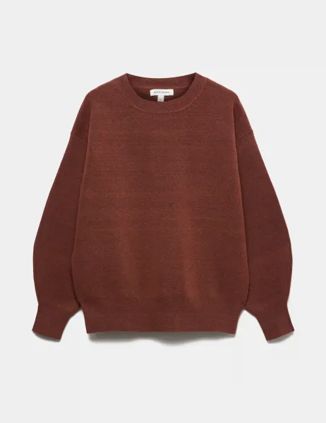 Autograph Cotton Blend Crew Neck Blouson Sleeve Jumper Spice