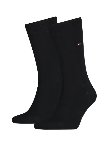 Tommy Hilfiger 2 Pack Embroidered Logo Cotton Rich Socks Black