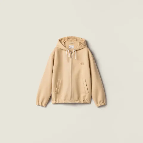 Double cashmere and wool hoodie jacket