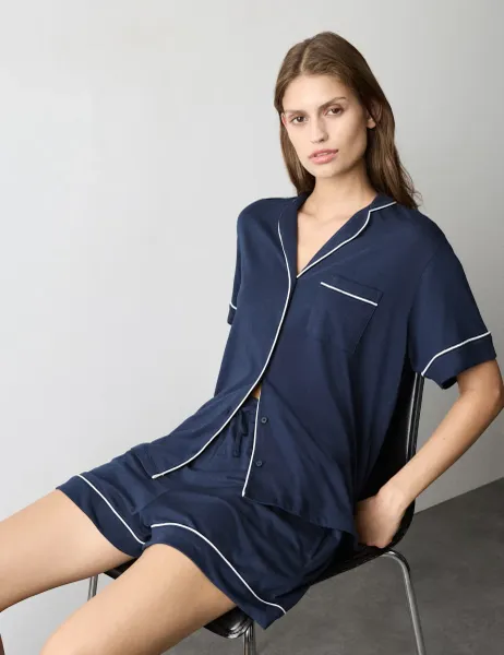 Autograph Cool Comfort Cotton Modal Shortie Set Navy