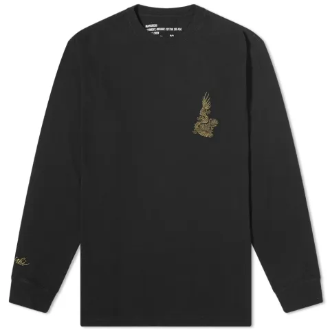Long Sleeve Embroidered Dragon Tee
