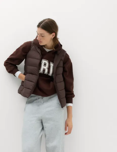 Marks & Spencer Padded Feather and Down Gilet Bitter Chocolate