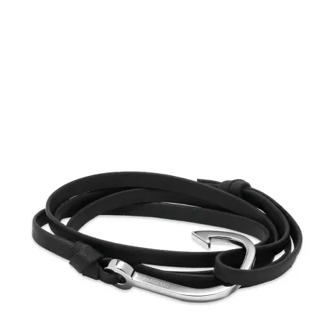 Silver Hook Leather Bracelet