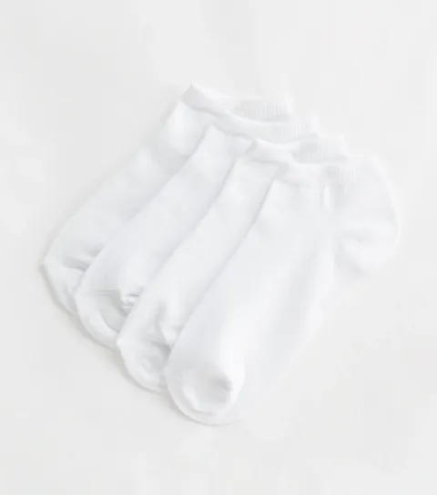 4 Pack White Trainer Socks