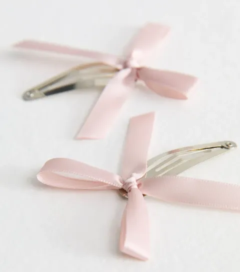 New Look Pack Of 2 Pink Satin Bow Hair Clips