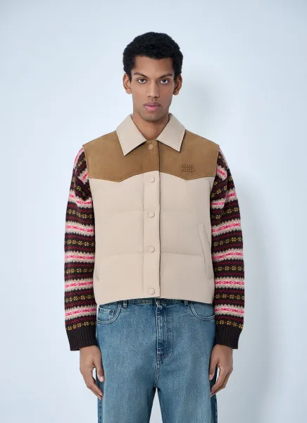Padded Suede Yoke Vest