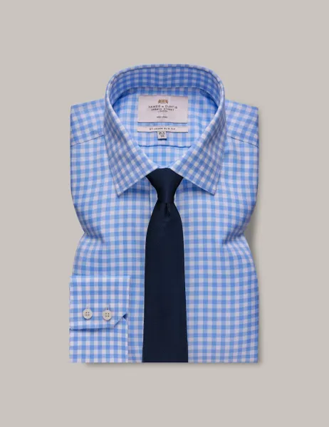 Hawes & Curtis Regular Fit Easy Iron Pure Cotton Shirt Blue Mix