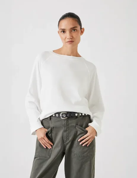 HUSH Matilda Pure Cotton Crew Neck Top White