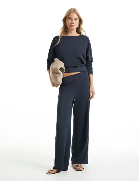 River Island Slim Fit Trousers Navy