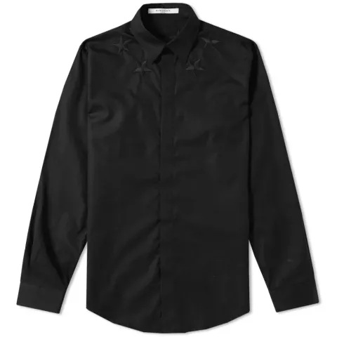 Regular Star Neck Poplin Shirt