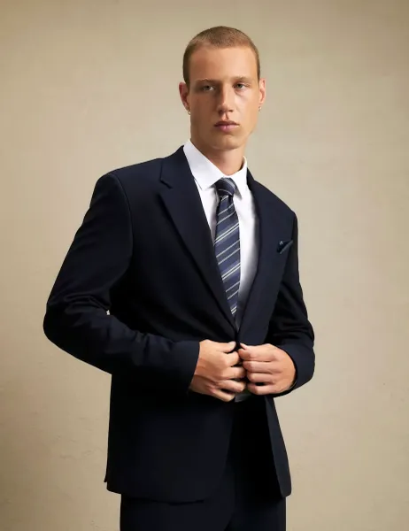 River Island Slim Fit Single Breasted Suit Jacket Navy