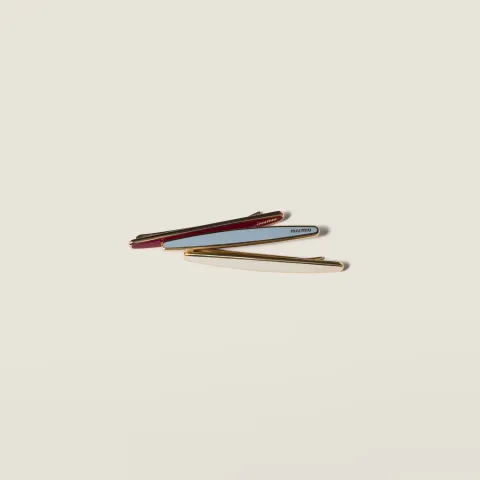 Enameled metal hair clips