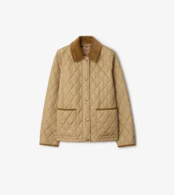 Quilted Nylon Jacket in Flax beige/sand beige