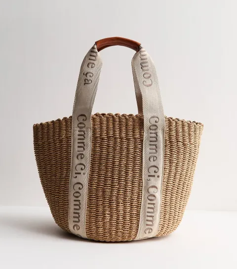 Stone Logo Trim Basket Tote