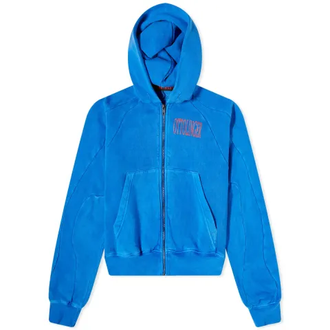Multiline Cropped Zip Hoodie