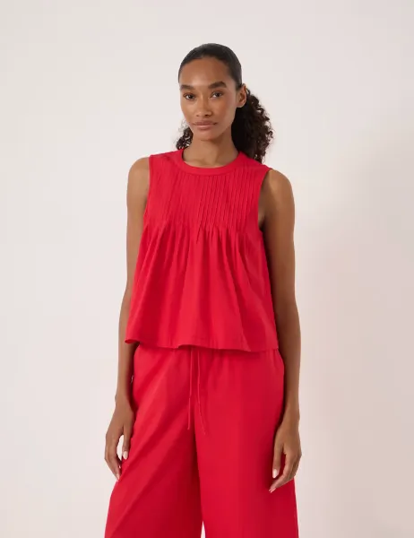 HUSH Pure Cotton Pintuck Top Red