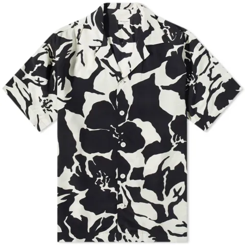 Macro Floral Print Vacation Shirt