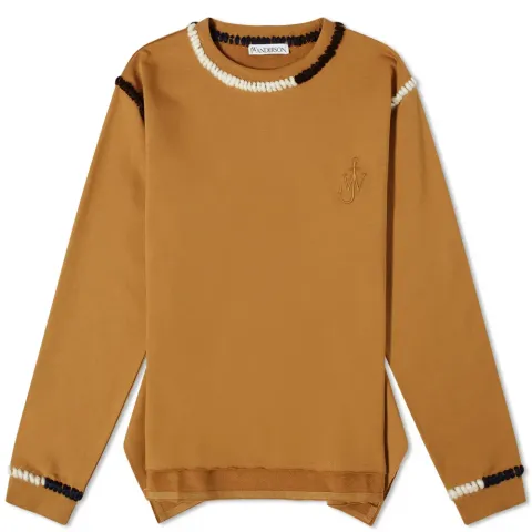Asymmetric Contrast Stitch Crew Sweat