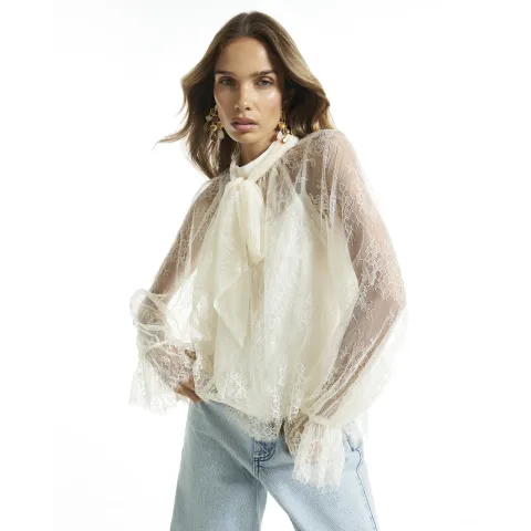 River Island Lace Pussybow Blouse