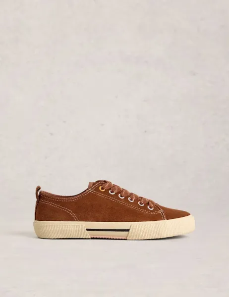 White Stuff Suede Lace Up Trainers Tan