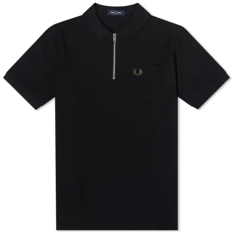 Textured Zip Neck Polo