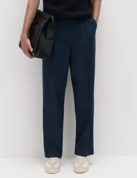 Marks & Spencer Relaxed Fit Smart Stretch Trousers Dark Navy