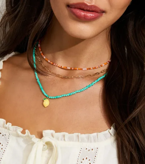 New Look Pack of 3 Turquoise Beaded and Chain Necklaces
