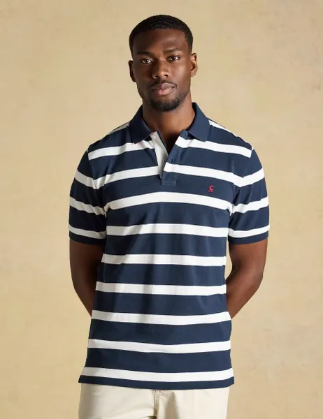 Joules Pure Cotton Striped Polo Shirt Navy Mix