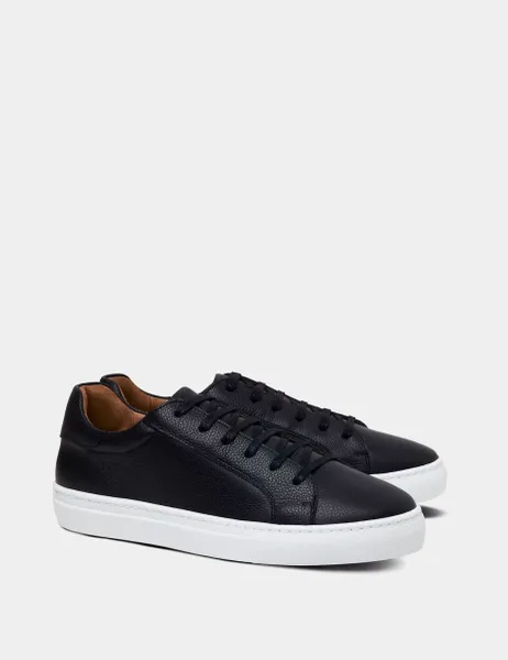 Hawes & Curtis Leather Lace Up Trainers Black