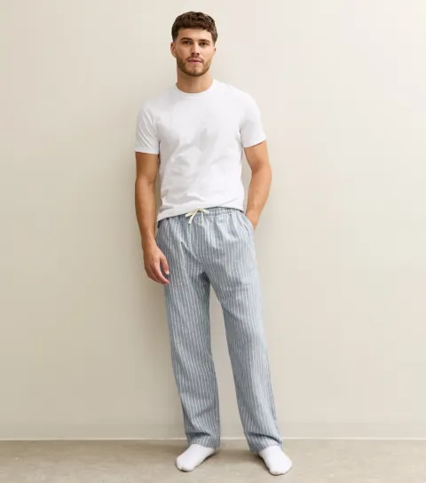 Men's Blue Striped Cotton Pyjama Trousers