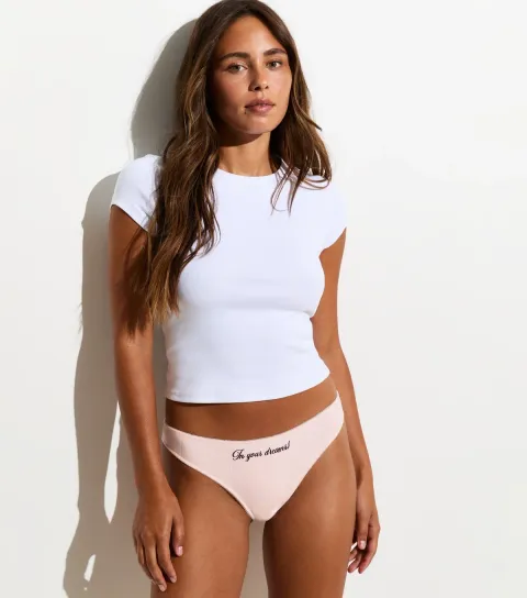Women's Pink With Cotton In Your Dreams Pointelle Thong