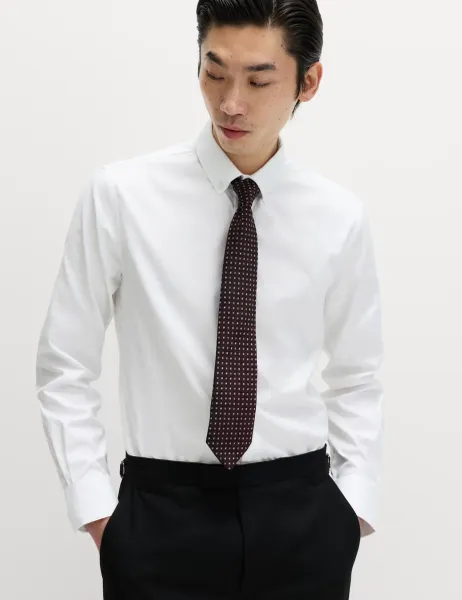 M&S SARTORIAL Slim Fit Pure Cotton Twill Luxury Shirt White