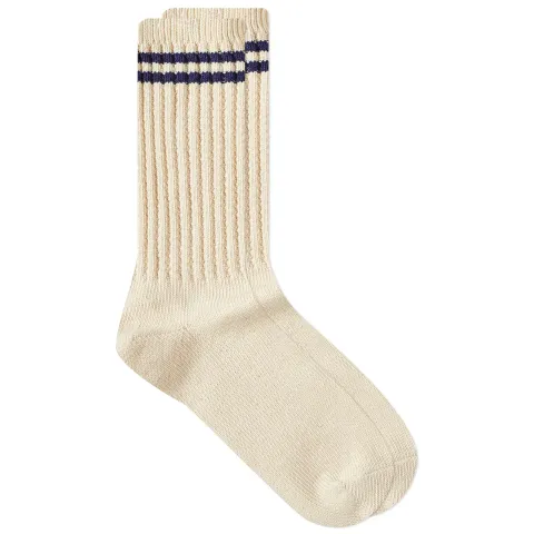 2 Line Pique Rib Crew Sock