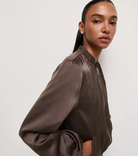 New Look Women's Black Satin Bomber Jacket
