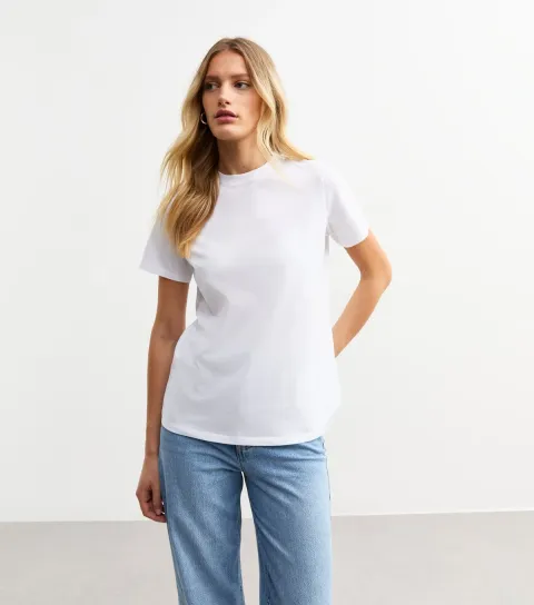 Women's White Short Sleeve Crew Neck T-Shirt