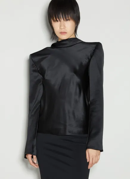 Cowl-Back Silk Blouse