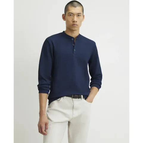 River Island Slim Fit Textured Henley Top