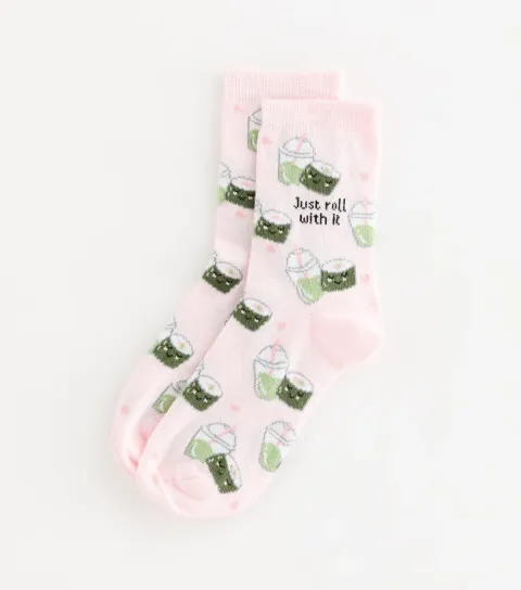 Pink Cotton Rich Just Roll With It Sushi Socks