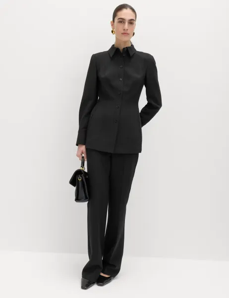 Marks & Spencer Slim Side Zip Flared Trousers Black