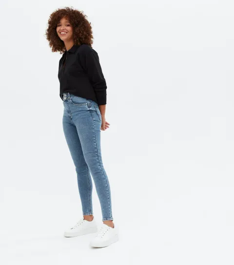 New Look Women's Blue Mid Wash Lift & Shape High Waist Yazmin Skinny Jeans