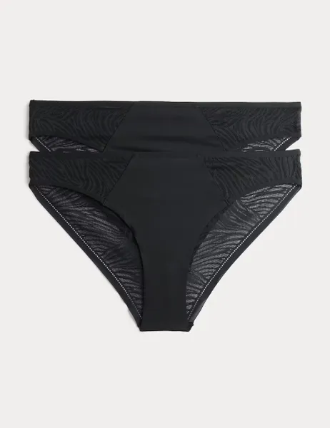 Body by M&S 2 Pack Body Lace Brazilian Knickers Black