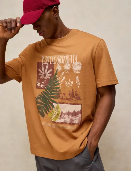White Stuff Cotton Rich Crew Neck Graphic T-Shirt Tan