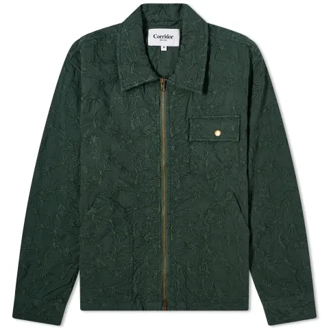 Floral Embroidered Zip Shirt Jacket