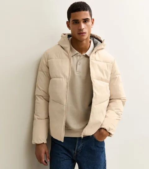 Men's Cream Regular Puffer Jacket