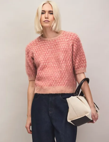 RO&ZO Textured Patterned Knitted Top with Alpaca Red